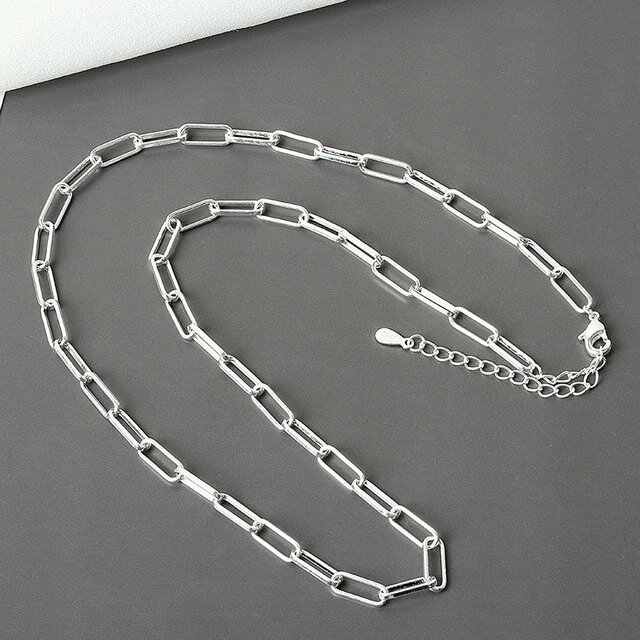 925 Sterling Silver Hiphop Necklace New Fashion Simple Geometric Handmade Clavicle Chain Party Jewelry Gifts for Women