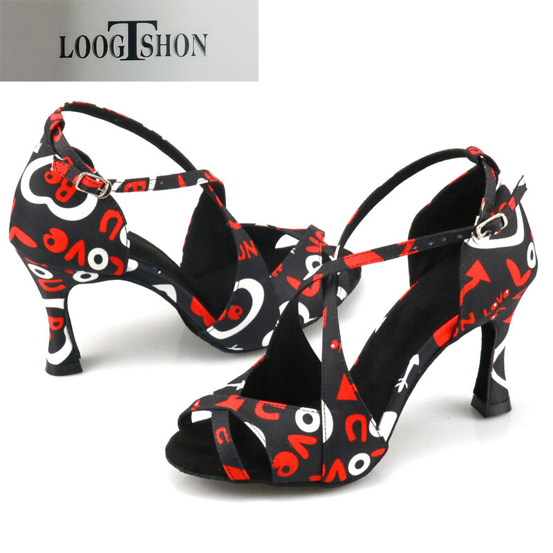 LOOGTSHON ละตินน้ำเต้นรำรองเท้าผู้หญิงรองเท้าแฟชั่นรองเท้าส้นสูงรองเท้าแจ๊ส