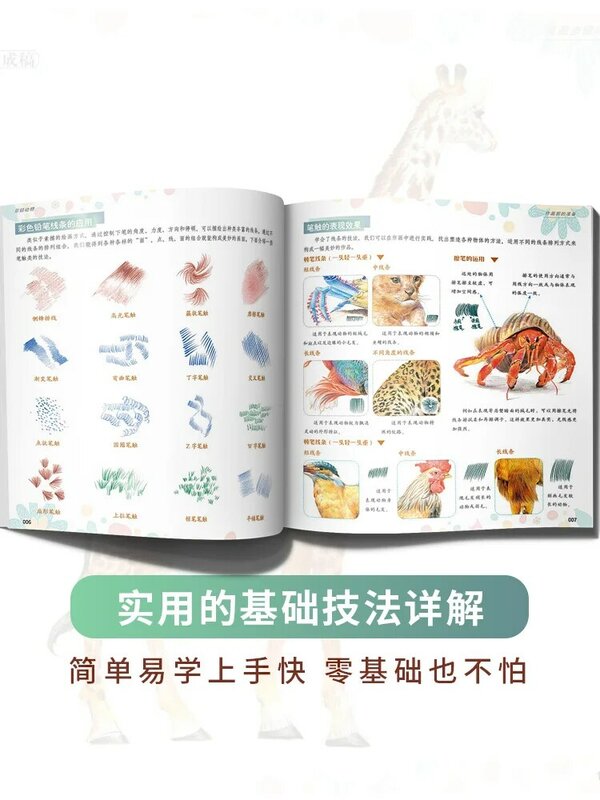 Китайский карандаш, книга для рисования, 28 видов животных, акварельный карандаш, учебник для обучения искусству