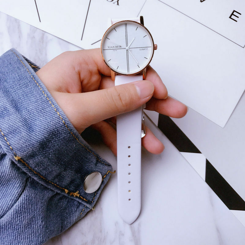 Reloj con correa de cuero para mujer, pulsera de cuarzo analógico, a la moda, 2021