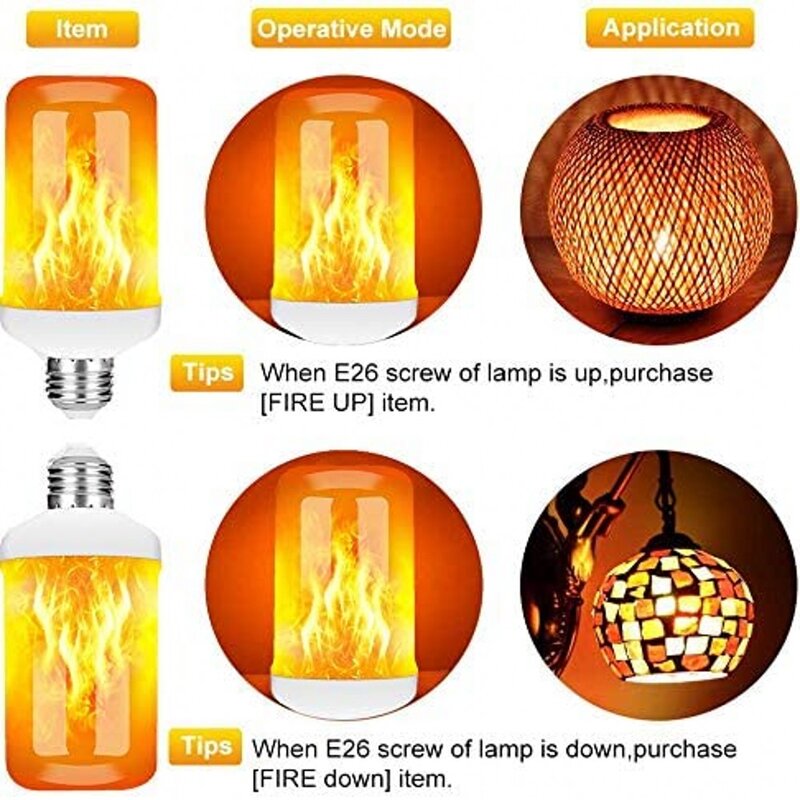 LED dynamic flame light E14 E27 Christmas Flame effect decorative bulb Creative corn bulb Flame simulation effect Night light