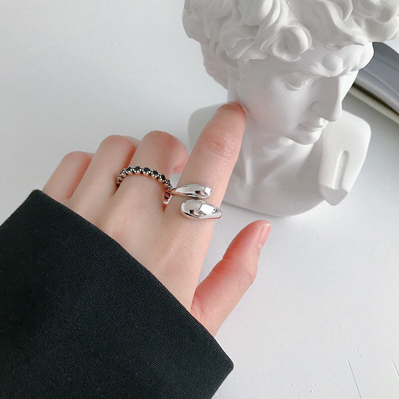 Xiyanike Zilver Kleur Koreaanse Trendy Gladde Ringen Voor Vrouwen Paar Vintage Goud Zilver Geometrische Handgemaakte Bruiloft Sieraden