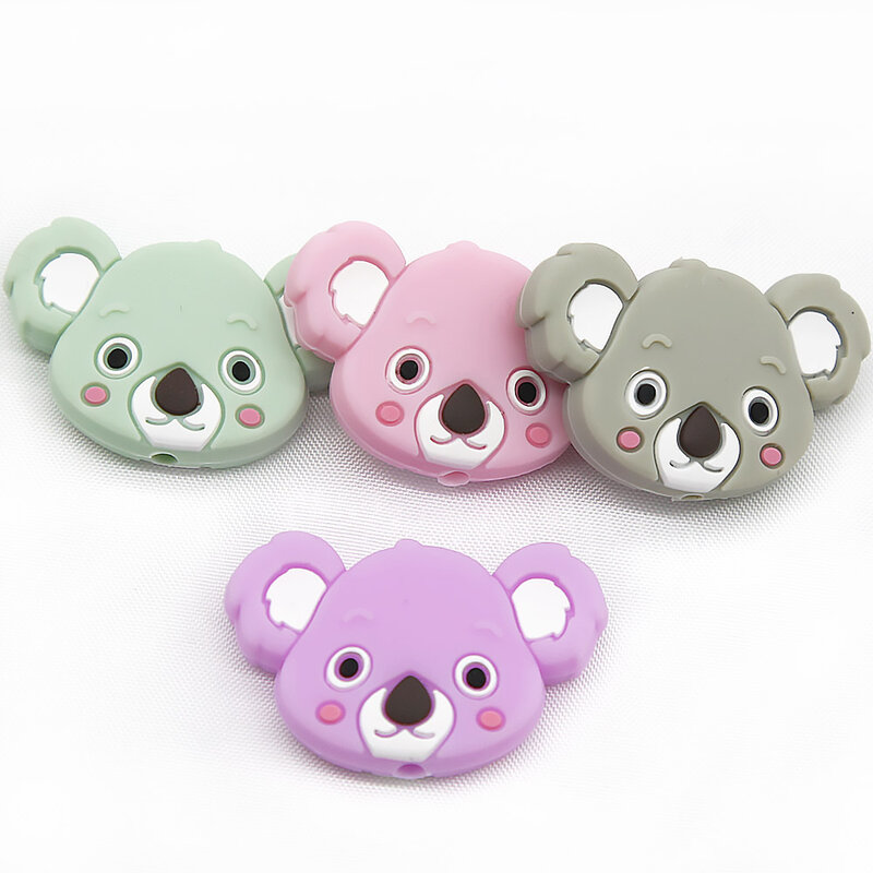 น่ารัก-Idea 5Pcs ซิลิโคนหัวหมีโคอาล่า Teethers Baby Teething ลูกปัดมุก DIY เด็ก Pacifier Chain ของเล่นเด็กผลิตภัณฑ์