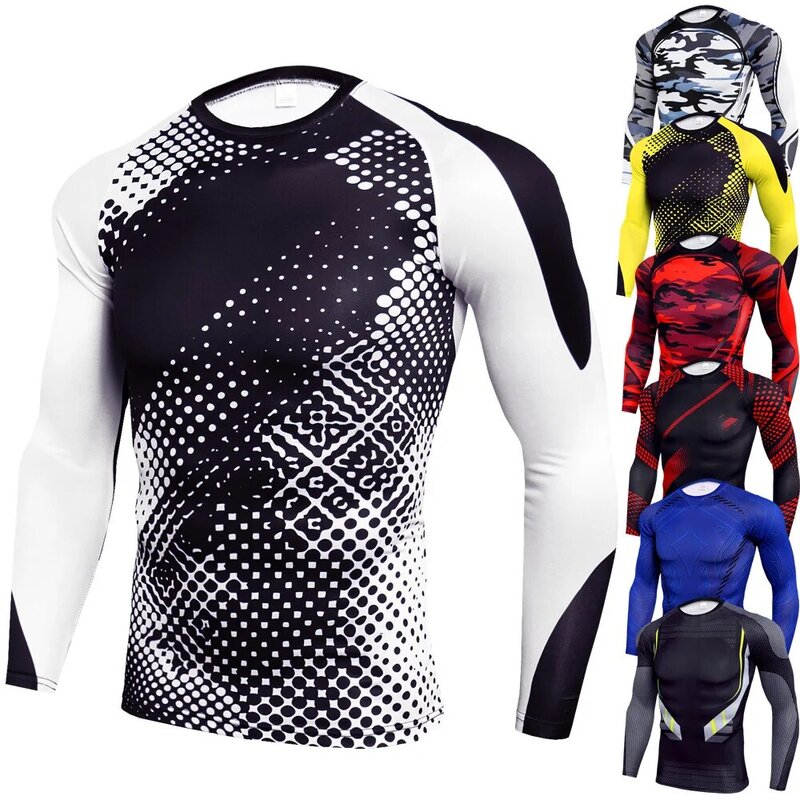 Chemises de Compression à manches longues pour hommes, séchage rapide, chemise d'athlétisme, de sport d'hiver, de course, couche de Base