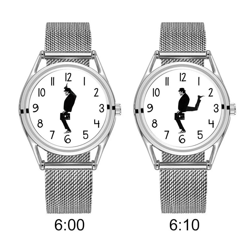 Feb 30th walking men design criativo projetado unisex relógio 3atm resistente à água banda de aço inoxidável