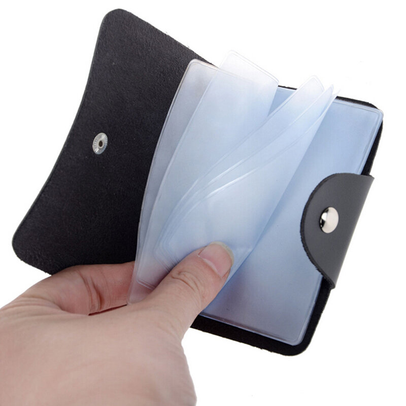 ファッション販売の男性の高級ソフト本物の黒革クレジットカードホルダー財布