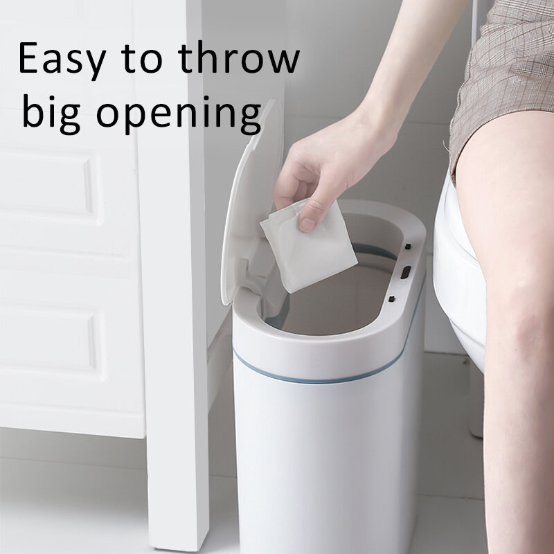 papelera cubo de basura cubos de basura cocina reciclar cubo basura cocina XiaoGui-papelera electrónica con sensor inteligente, automática, para baño, hogar, inodoro impermeable