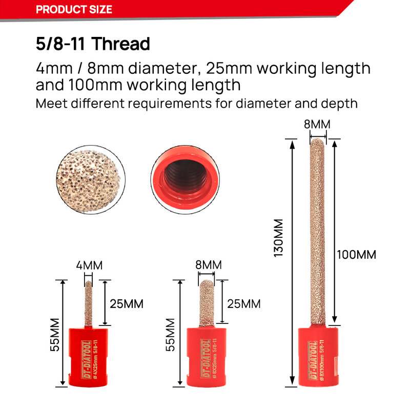 2pcs 4mm / 8mm Diamond Mortar Raking Bits Coarse For Mortar Raking Brick Removal Vacuum Brazed Removal finger Bits