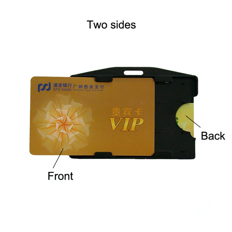 Portatarjetas de identificación de plástico Pp, fundas bidireccionales horizontales y verticales de doble propósito, ambos lados de la tarjeta de identificación