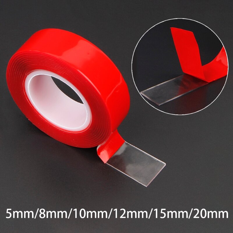 Merah Perekat Dua Sisi Stiker Tape Ultra Kekuatan Tinggi Pemasangan Transparan Tidak Ada Bekas Stiker untuk Mobil Auto Interior Tetap