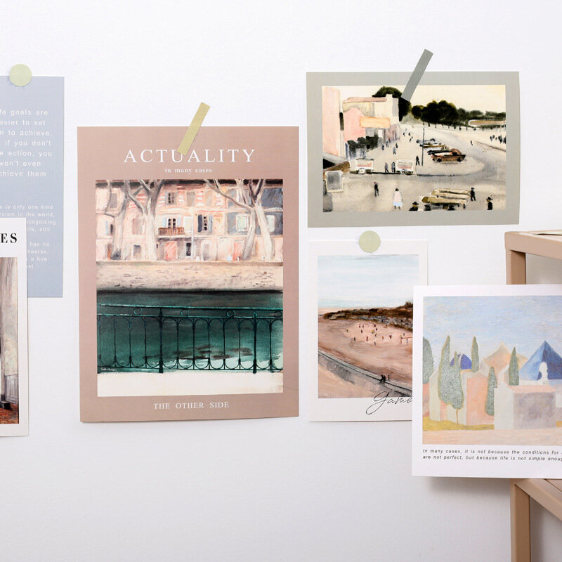 7 hojas ins estilo europeo artista pintura ins fotografía accesorios postal dormitorio escritorio tarjeta DIY decoración de pared tarjeta