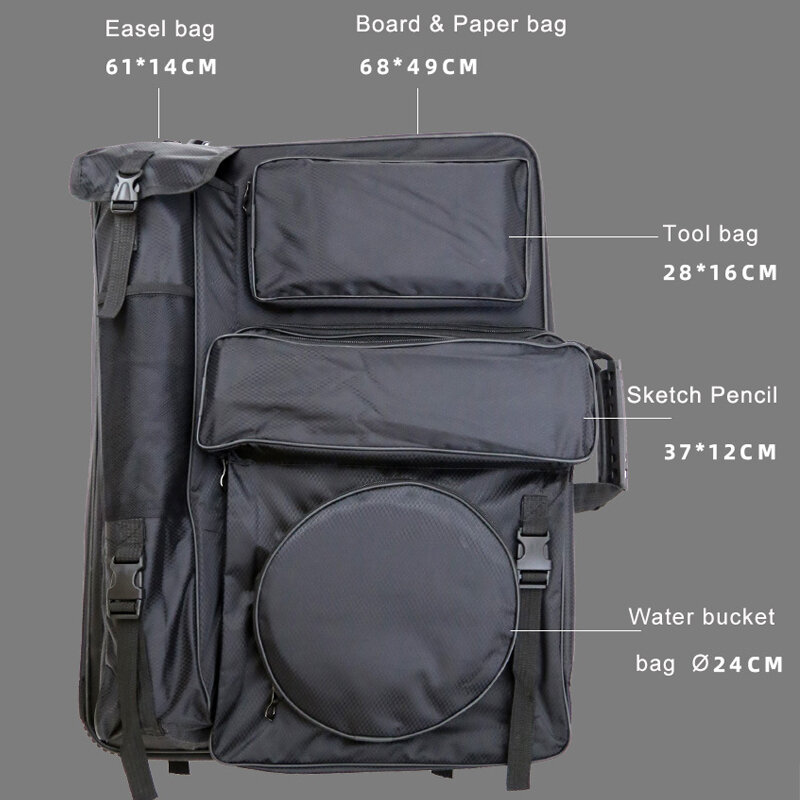 เครื่องมือเก็บกระเป๋า Multi-Function 4K โฟลเดอร์รูปวาดกระเป๋า Handle Oxford Fbric ศิลปินกลางแจ้งวาด Mate กลับ (1PC)