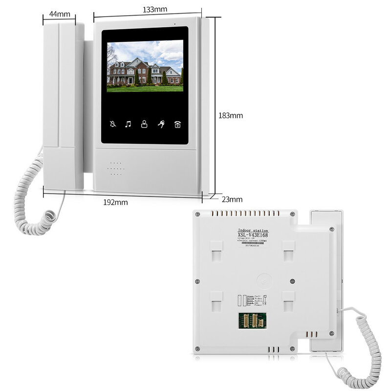 Interphone vidéo 4.3 "moniteur de sonnette unité intérieure document écran TFT-LCD audio bidirectionnel porte téléphone interphone pour maison appartement