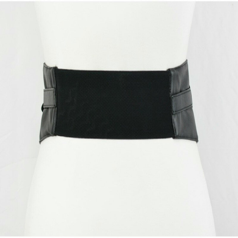 European American Women Ultra Pin Buckle Wide Waistband Versatile Decoration Belt Korean Elastic Fashion Accessories BlackCoffee