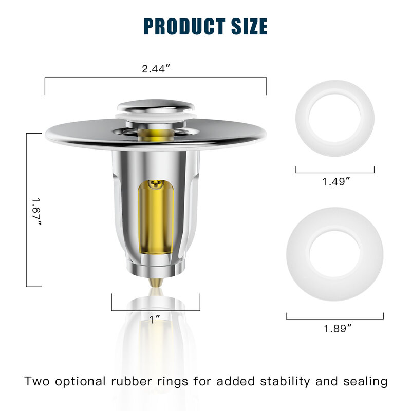 26-48Mm Bullet Core Push Type Rvs Deodorant Plug Badkamer Basin Sink Pop Up Drain Stopper Keuken kraan Accessorie
