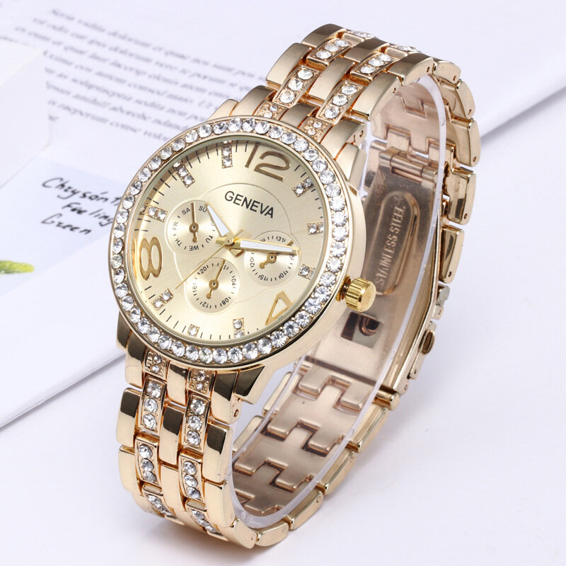 Luksusowy Damski Zegarek kwarcowy różowe złoto diamenty analogowe zegarki kwarcowe moda bez skali Zegarek zegar analogowy Zegarek Damski