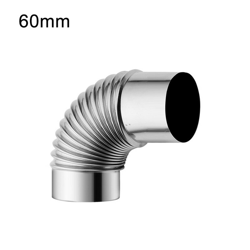 60/70/80mm Stainless Steel 90 Degree Elbow Chimney Liner Bend 90° Multi Flue Stove Pipe For Outdoor Camping Wood Stoves Chimney