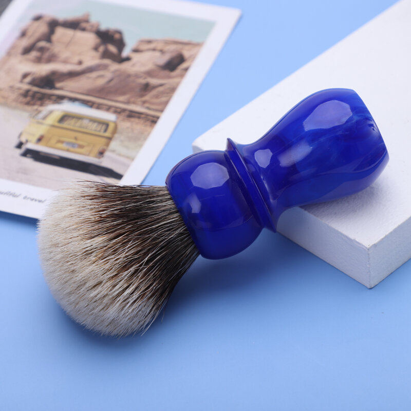 YAQI 24mm Arctic Sky Deep Blue Handle, dos bandas de pelo de tejón para hombres, afeitado, herramientas de limpieza Facial, cepillo, cepillo de barbero