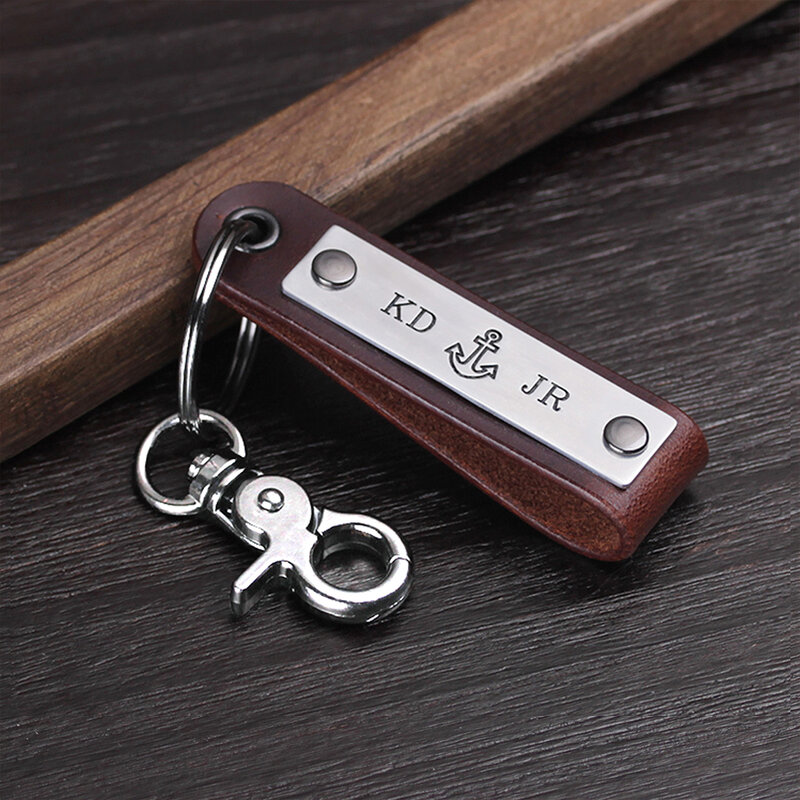Personalized Leather Keychain - Handwriting Keyring -  Custom Mens  Gifts