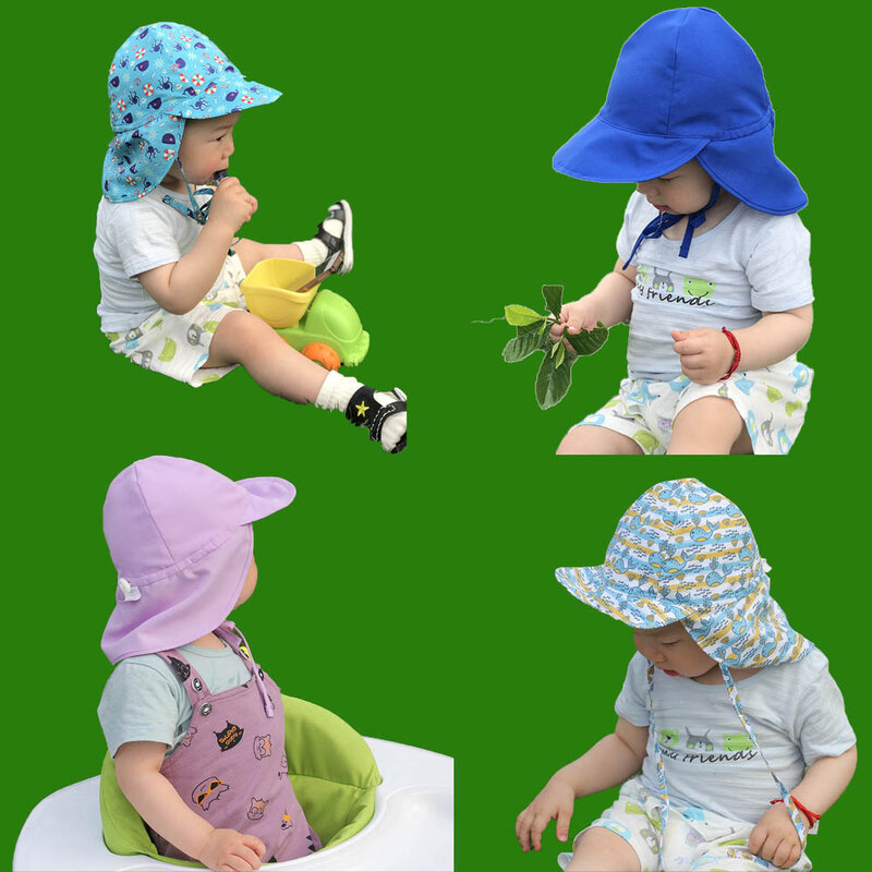 Casquette de soleil UPF50 + Uv pour bébés filles et garçons, chapeau de plage à séchage rapide, dessin animé mignon, vacances, plein air, été
