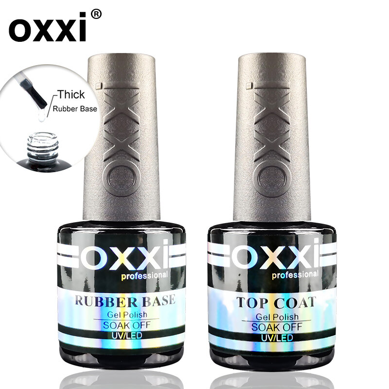 OXXI Semi-permanent Rubber Base for Gel Varnish 8ml Thick Base and Top Coat for Gel Polish Manicure Permanent Enamel Hybrid Nail