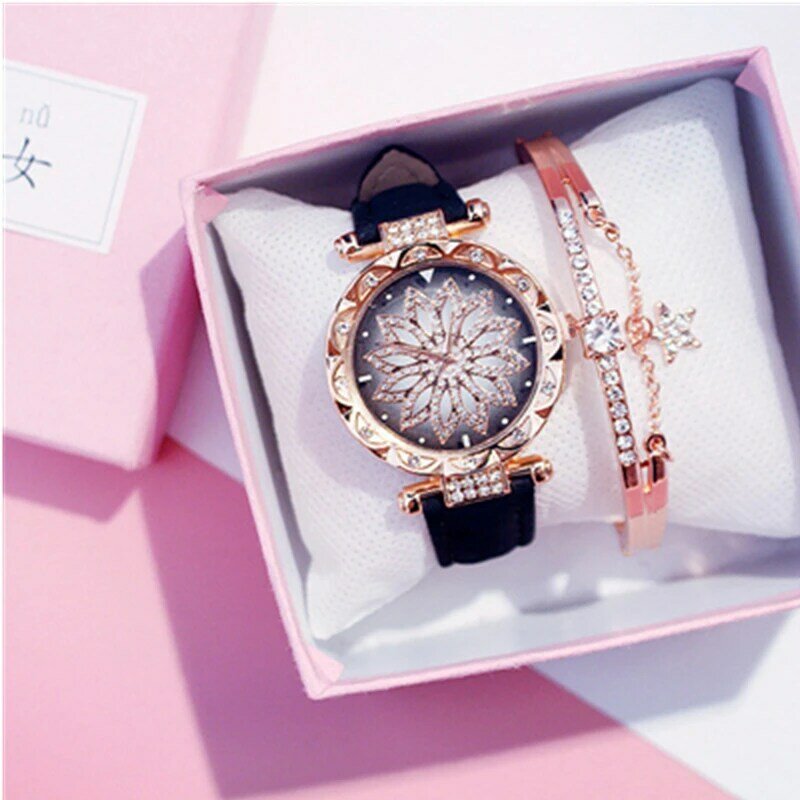 Relógios femininos de luxo senhoras pulseira relógio céu estrelado venda quente moda diamante feminino quartzo relógios pulso relogio feminino