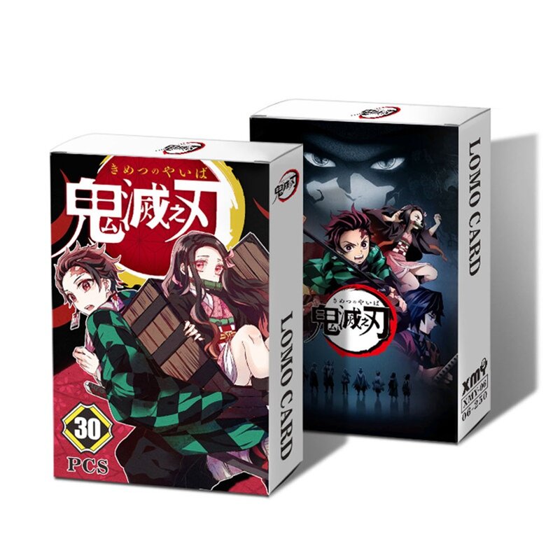 30 ชิ้น/กล่อง Anime Demon Slayer: Kimetsu ไม่มี Yaiba Kamado Tanjirou การ์ดสติกเกอร์ Artbook ของขวัญคอสเพลย์ Props ชุดของขวัญ