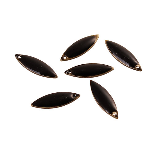 Double Sided Enamelled Sequins Charms Copper Olive Shape Enamel Pendants 16*5mm For DIY Jewelry Making, 10 PCs