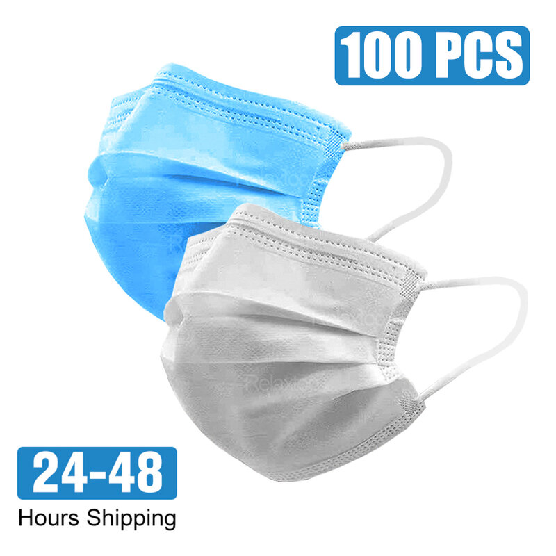 50 pces 3 camada não-tecido máscara de poeira descartável dustproof anti-fog máscaras faciais respiráveis cirúrgico elástico earloop máscaras protetoras