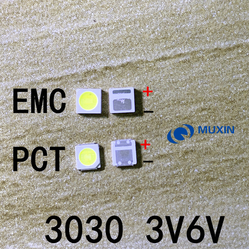 Led-hintergrundbeleuchtung 1W 1,5 W 2W 3030 3V 6V Kühles weiß 80-90LM TV Anwendung neue PCT EMC led 3v