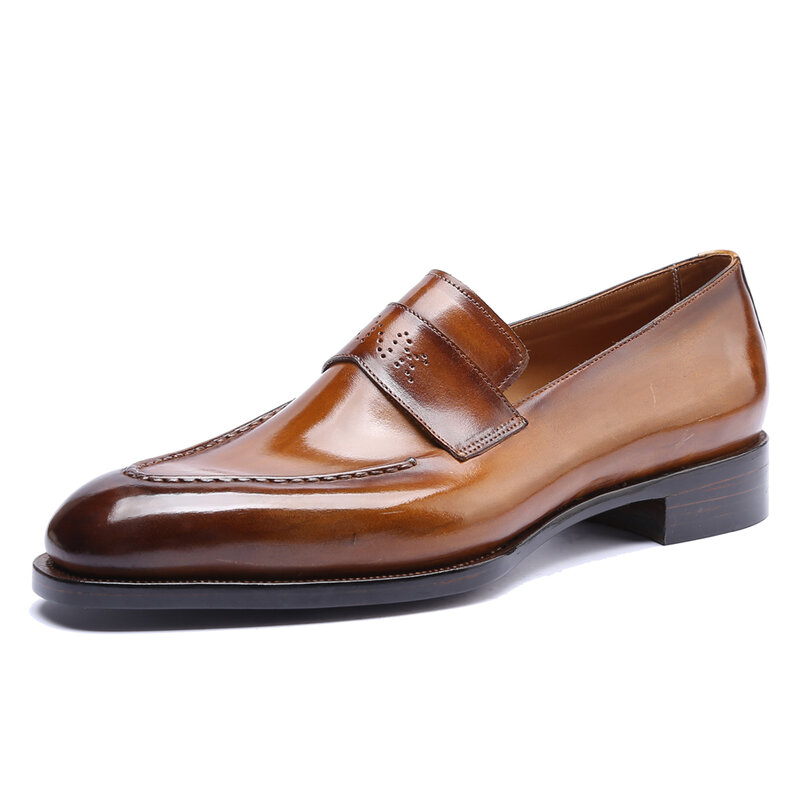 Męskie buty skórzane luksusowe ręcznie robione buty biurowe ślubne suknia bankietowa oryginalny design casual business loafer