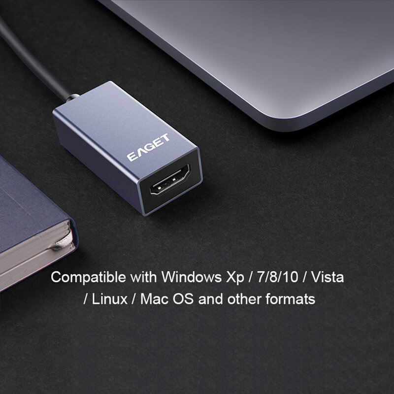 EAGET CH02-Tipo C para HDMI conversor, USB C Cabo HDMI, para Huawei Companheiro 30 MacBook Pro,USB-C Adaptador HDMI, USB-Tipo C HDMI,4K HD