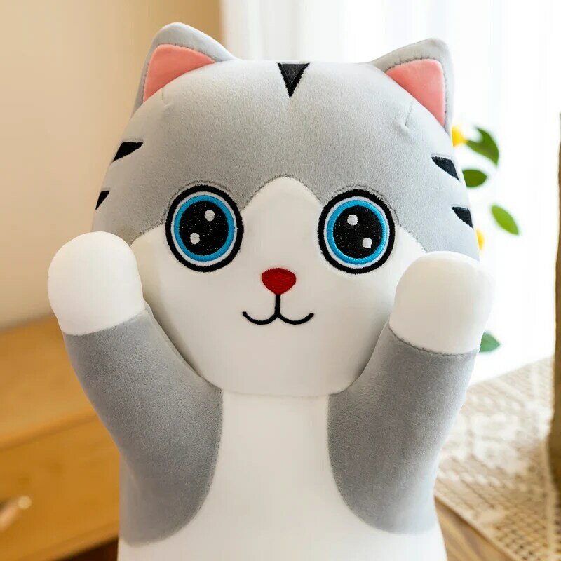 새로운 동물 개 긴 베개 봉제 고양이 플러시 장난감 부드러운 수면 쿠션 인형, 어린이 키즈 여자 아기 만화 선물