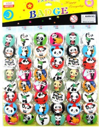 Free Shipping 48pcs/ Set  Panda  Kid's Cartoon Pin Badge 45MM 4.5CM  Gifts for Friends Jewelry Wholesal