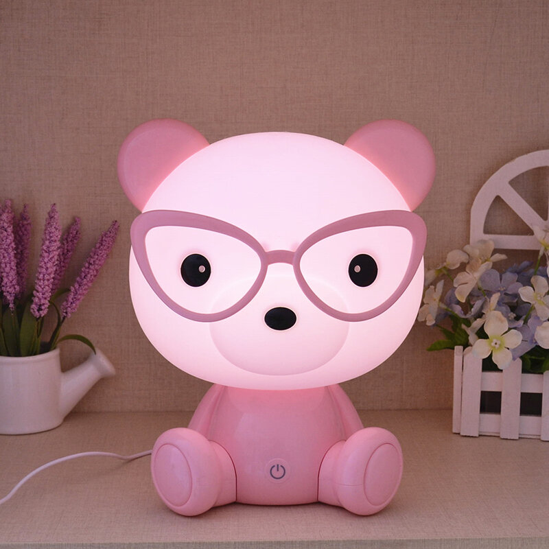 USB 토끼 만화 토끼 LED 야간 조명 터치 센서 딤 데스크 램프, 어린이 방 침실 어린이 휴일 선물