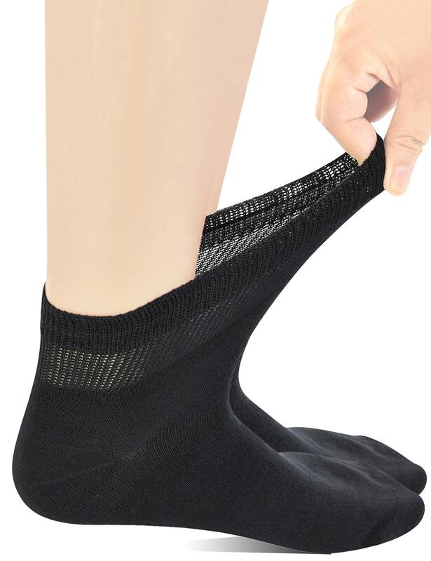 Yomandamor Herren Coolmax Ankle Extra Breite Diabetiker Socken mit Nahtlose Kappe, 5 Pairs