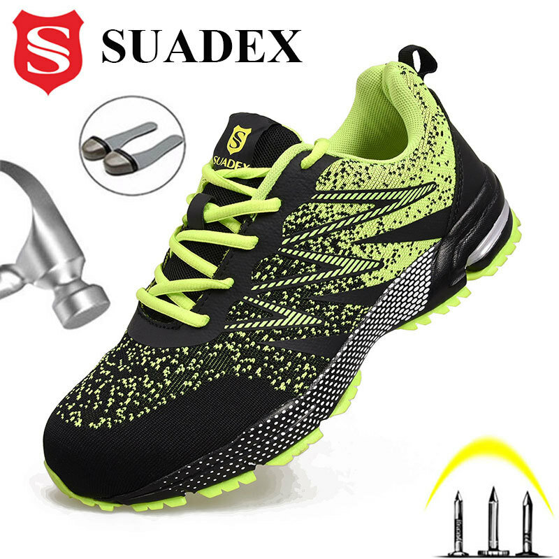 SUADEX 남녀공용 안전화, 강철 발가락 부츠, 스매싱 방지 작업 스니커즈, 경량 통기성 여름 신발, EUR 사이즈 37-48