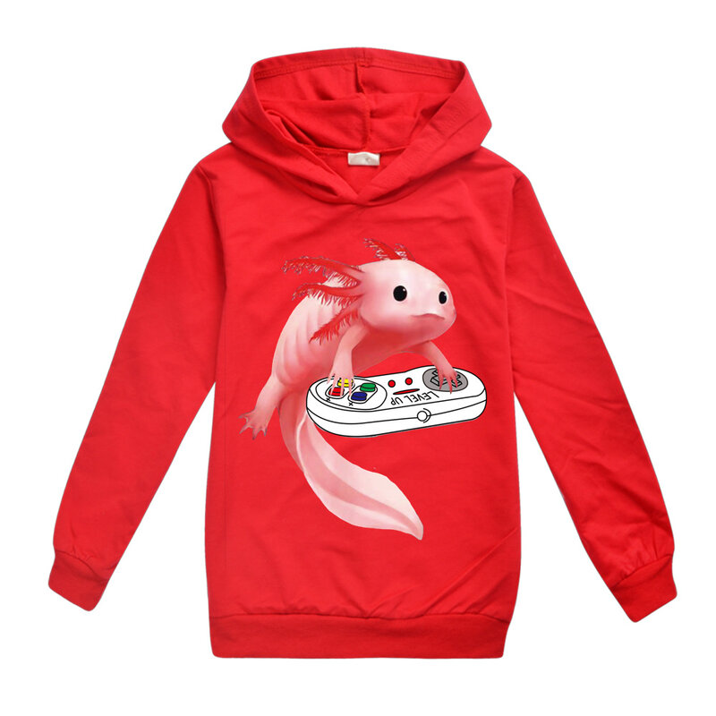Jongens Grappige Axolotl Vis Print Hoodie Cartoon Lange Mouw T-shirt Kinderen Trui Lente Herfst Kids Meisjes Tops Kinderen Kleding