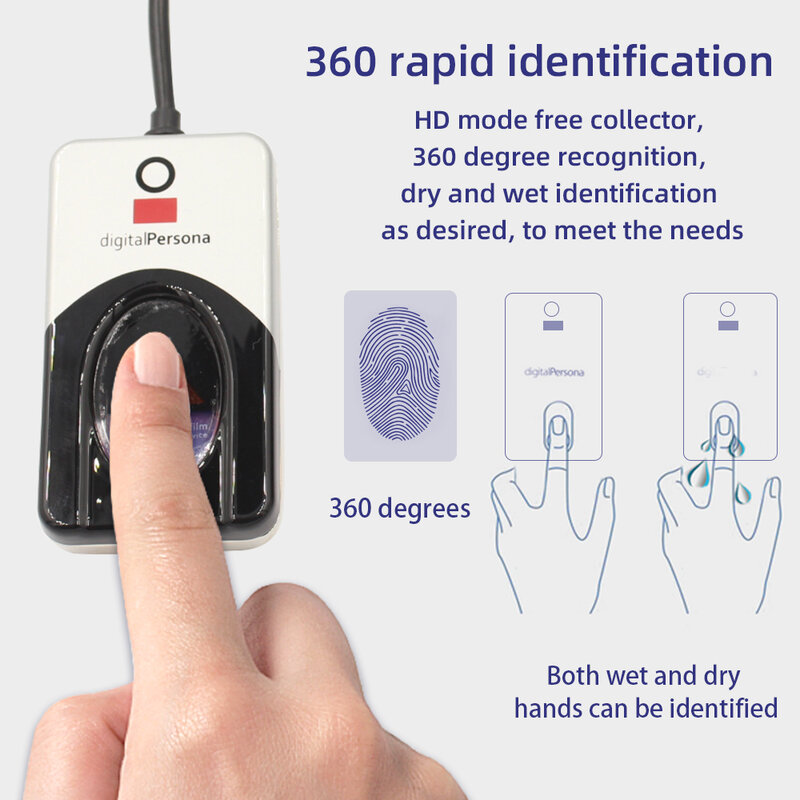 Scanner biométrique d'empreintes digitales, capteur de lecteur d'empreintes digitales USB, capteur numérique Persona U are U 4500, uru4500 API SDK gratuitement