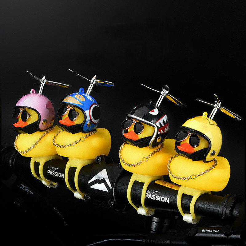 Sonnette jaune en forme de petit canard pour vélo, accessoire pour casque, vis à air, vent, moto, équitation, cyclisme