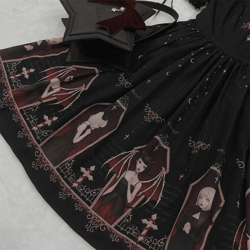 Vestido japonês gótico lolita jsk preto, moda de rua harajuku, sem mangas, macio, irmã, vestido punk branco para meninas