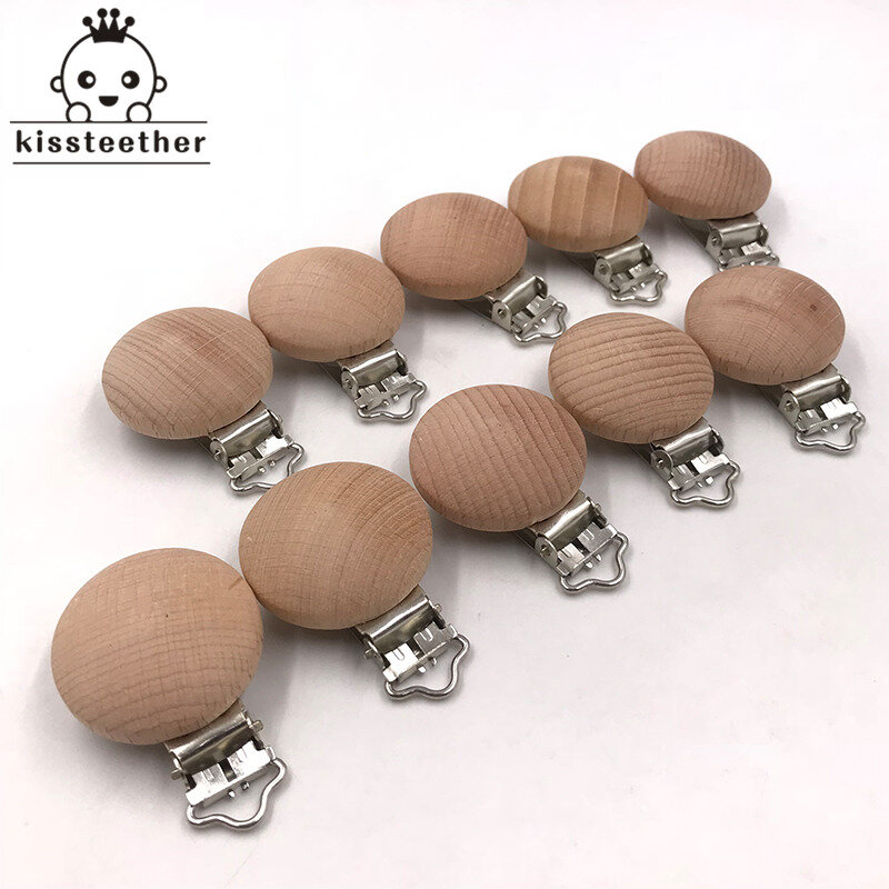 20pcs Wooden Pacifier Clip Nursing Accessories Beech  s Chewable Teething Diy Dummy  Chains Baby Teether