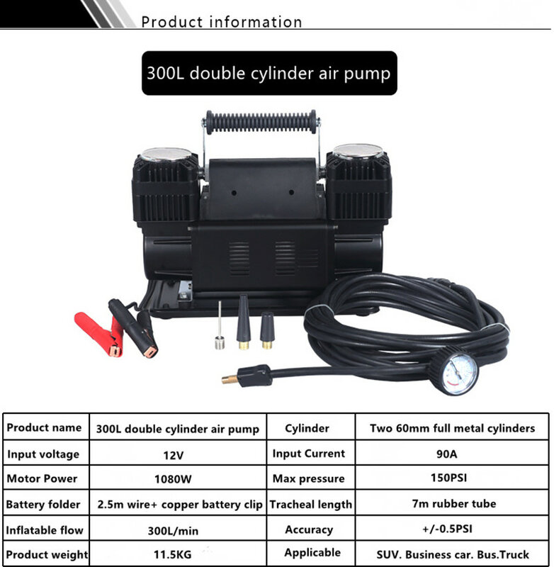 Pompe à Air Portable, gonfleur de pneus, 300l/Min, 3664 PSI, pour voiture, camion, s, 150
