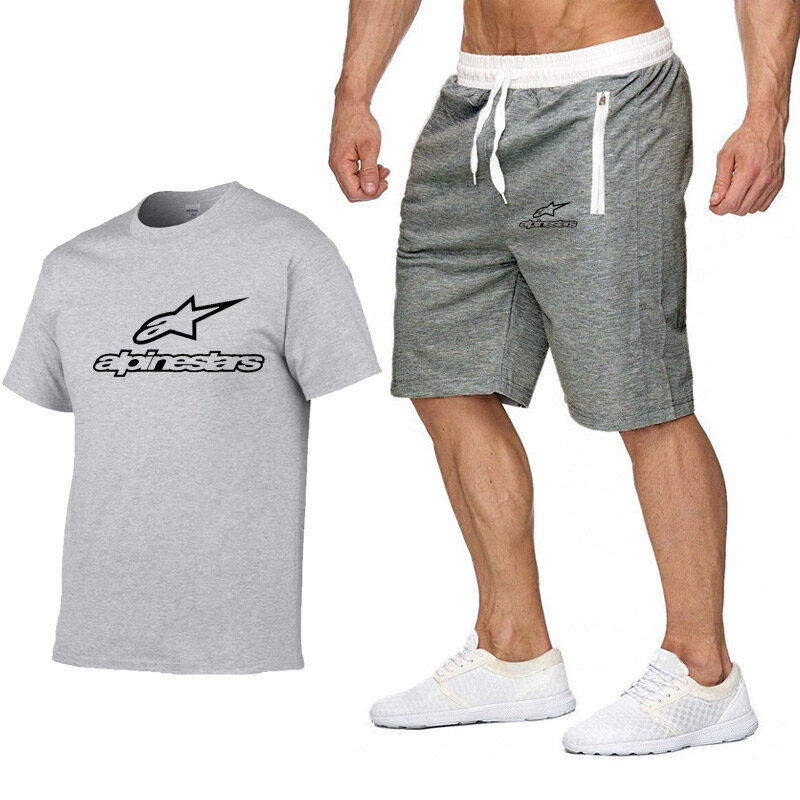 Mode Alpinestars t-shirt Shorts Set Männer Sommer 2pc Trainingsanzug + Shorts Sets Strand Herren Casual Tee Shirts Set Sportkleidungen s-XXL