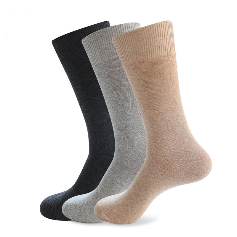 Calcetines largos de algodón para hombre, calcetín desodorante, transpirable, sólido, ideal para fiesta de padres, negocios, 5 EU46-50