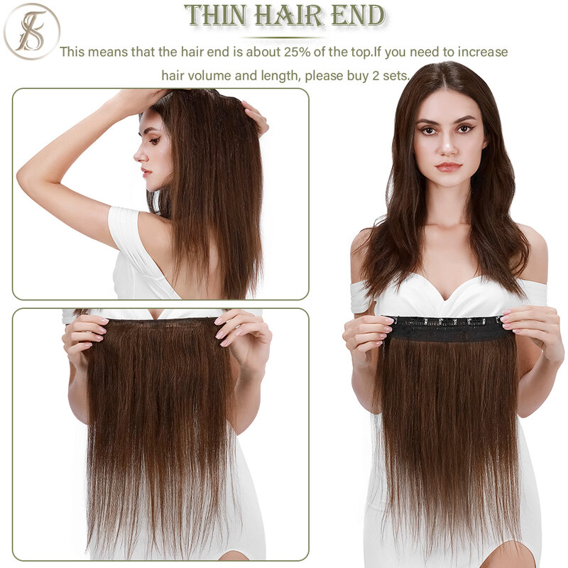 TESS klip w doczepy z ludzkich włosów 40-60g 10 "-24" naturalne rozszerzenie włosów spinka do włosów 1pc 3/4 na całą głowę Hairpiece klip w naturalne włosy