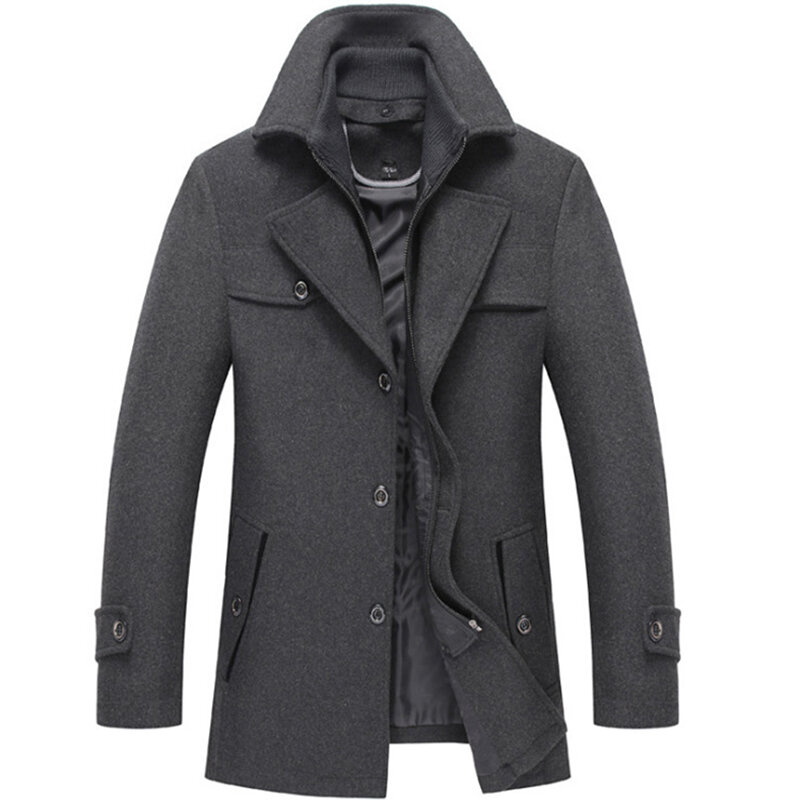 Nuovi uomini cappotto di lana cappotto invernale affari Casual spessi giacche di lana da uomo Slim Fit Trench cappotto abbigliamento di lusso maschile