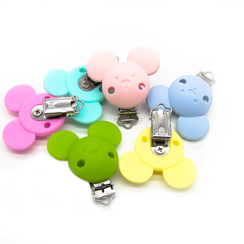 Cute-idea 1Pc Mouse Clips Food Grade Silicone Teethers for Baby Teething Pacifier chain Nursing Necklace Bracelet Accessories