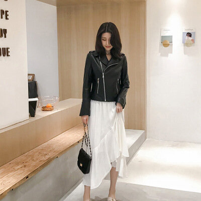 Tao Ting Li Na Women Spring Genuine Real Sheep Leather Jacket R2