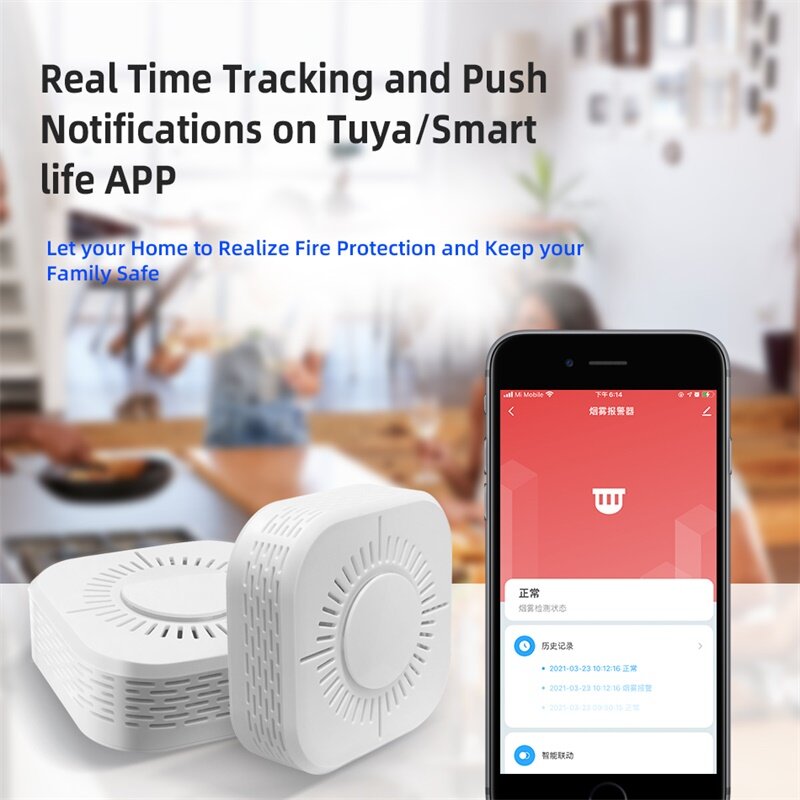 Tuya Smart Wifi Rauchmelder, Sicher Sicherheit Rauch Alarm Sensor, Feuer Schutz, Keine Hub Benötigen, fernbedienung durch Alexa Google Hause